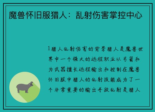 魔兽怀旧服猎人：乱射伤害掌控中心